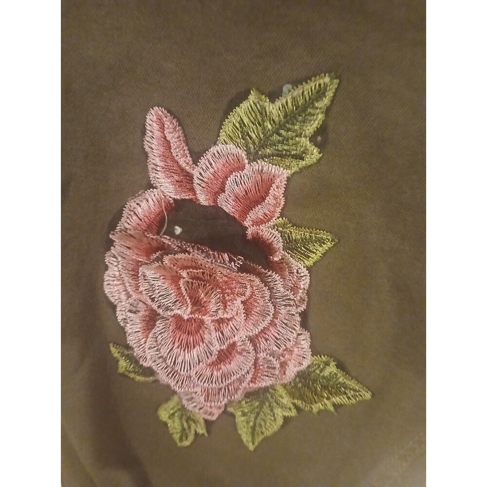Monkey Ride Jean Junior Olive Green Distress Denim Rose Army  Skinny New Size 3 - Picture 7 of 7